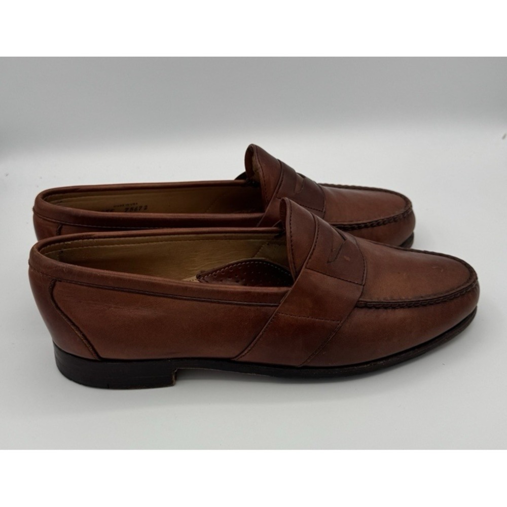 Footjoy FJ Dress Shoes Cognac Brown Leather Penny Loafers USA Men's Size 9.5 EE - Picture 2 of 7